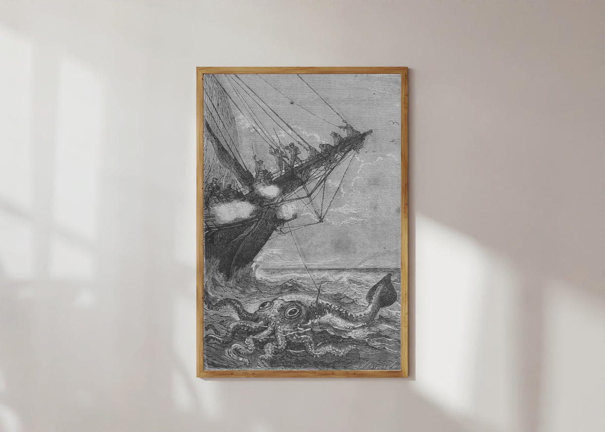 Alphonse de Neuville — Il l'attaqua à coups de harpon (He attacked it with harpoon blows) | Vintage Illustration Print