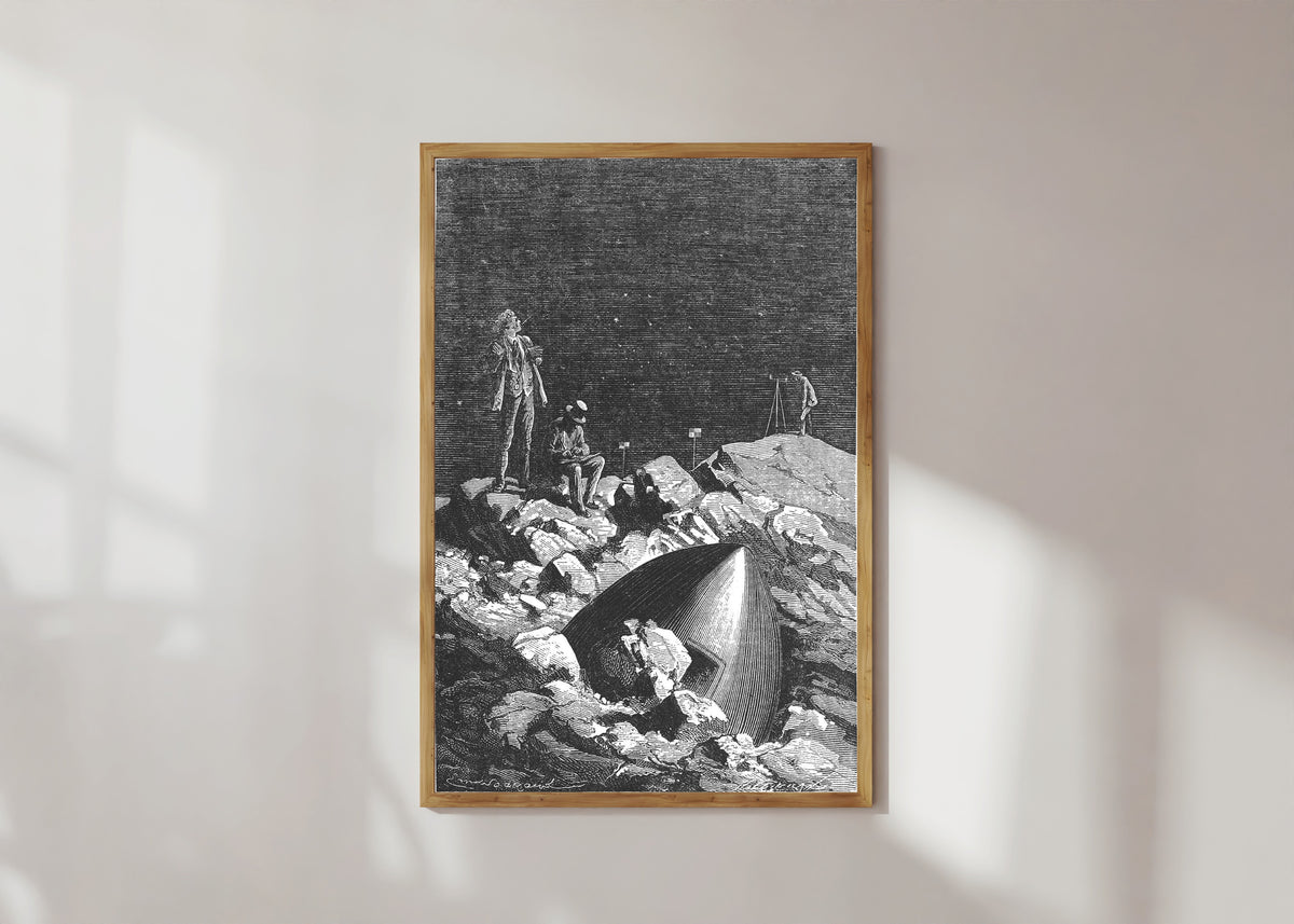 Framed art print of Il me semble que je les vois (I seem to see them) by Émile Bayard, in a light wood frame on a sunlit white wall