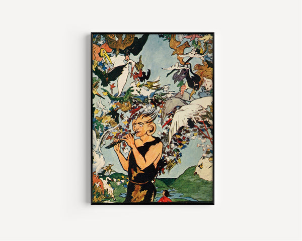 Pamela Colman Smith — In Chimney Corners: So the Giant Blew a Whistle | Fairy Tale Illustration Print