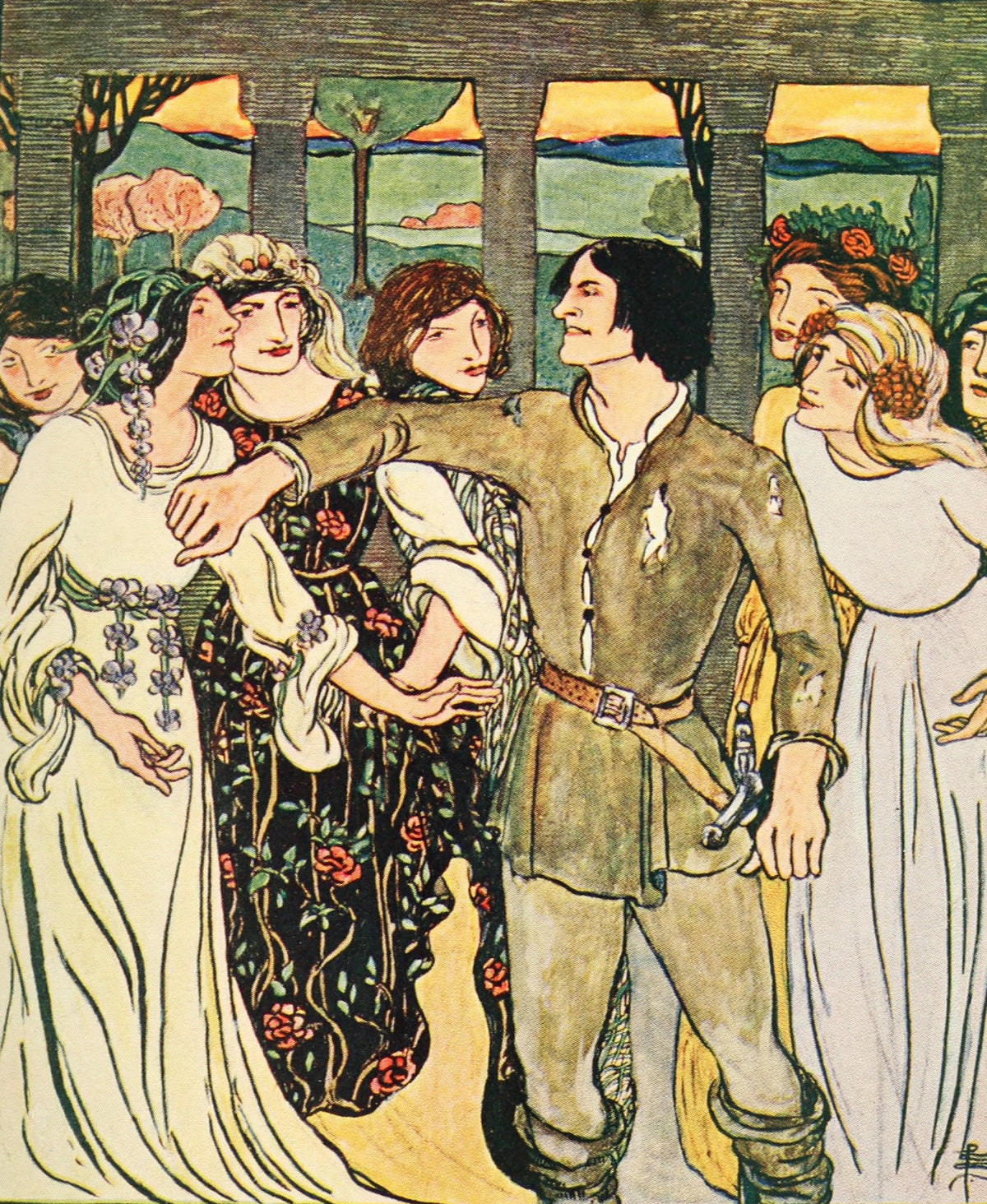 Pamela Colman Smith — In Chimney Corners: Then Jack Went into the Castle | Fairy Tale Illustration Print