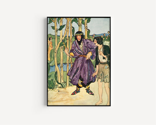 Pamela Colman Smith — In Chimney Corners: Ye Never Saw More Wonderful Beanstalks | Fairy Tale Illustration Print