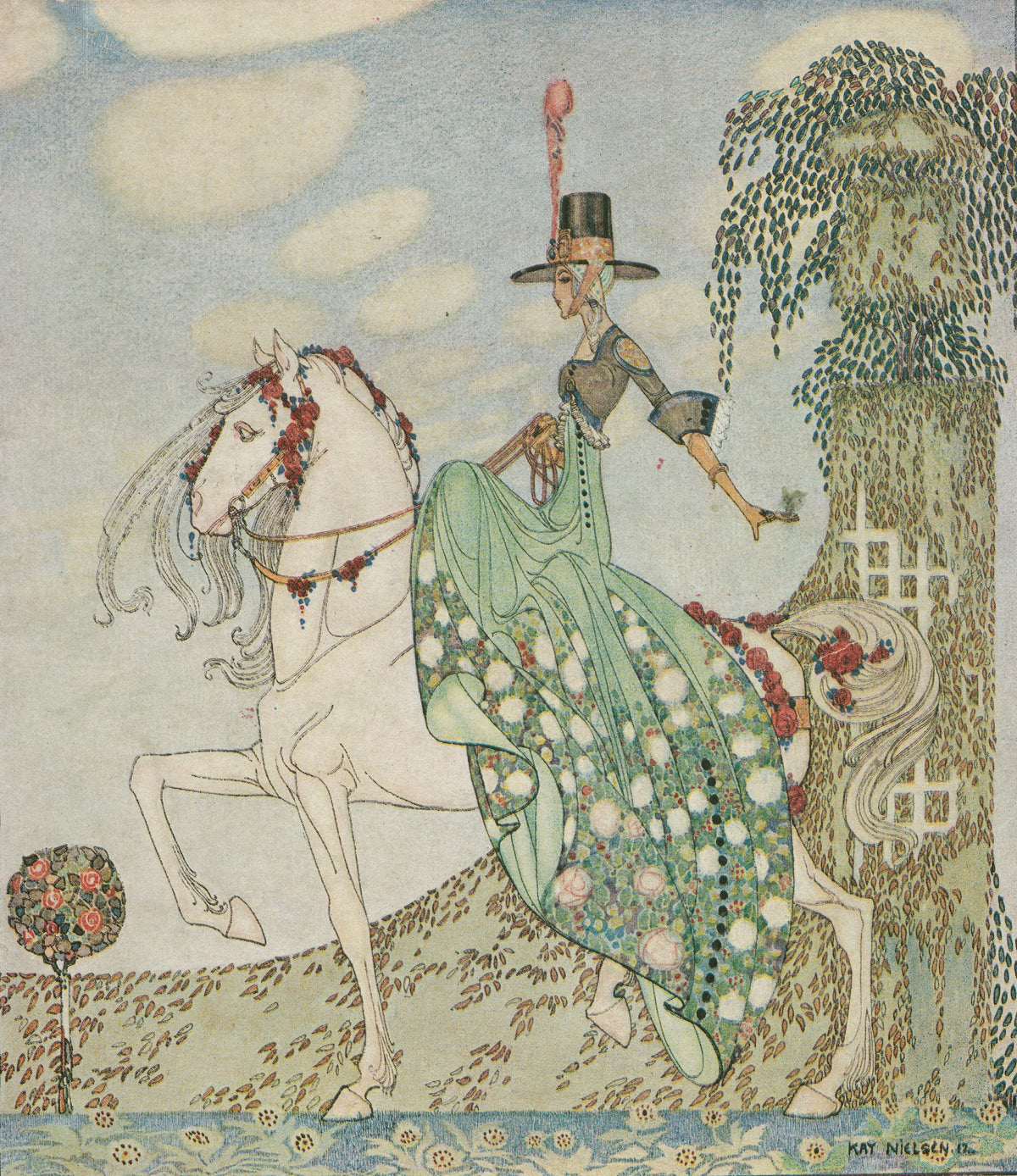 Kay Nielsen — In Powder and Crinoline: Princess Minon-Minette Rides Out into the World | Fairy Tale Illustration Print