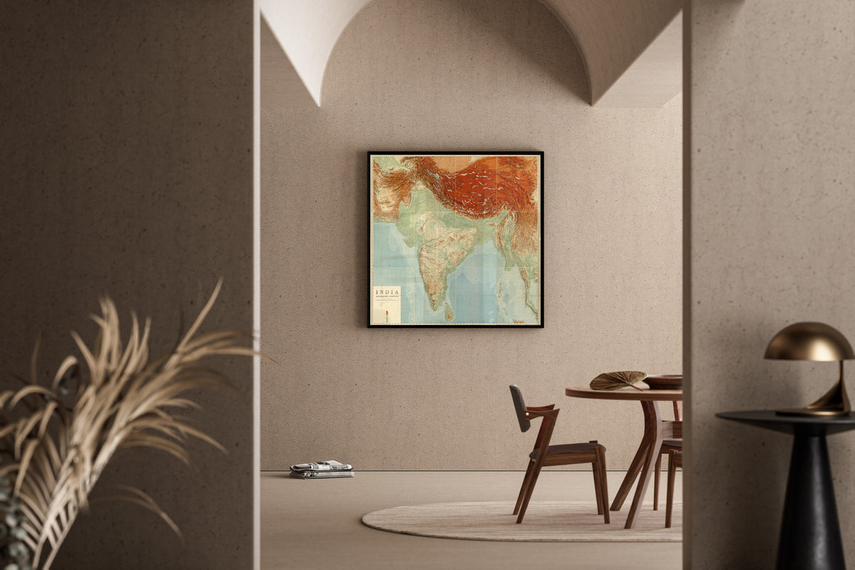 Survey of India — India and Adjacent Countries | Vintage Relief Map Print