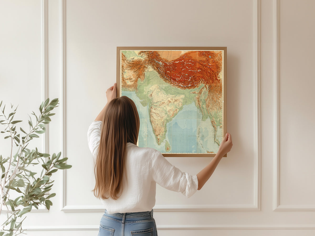 Survey of India — India and Adjacent Countries | Vintage Relief Map Print