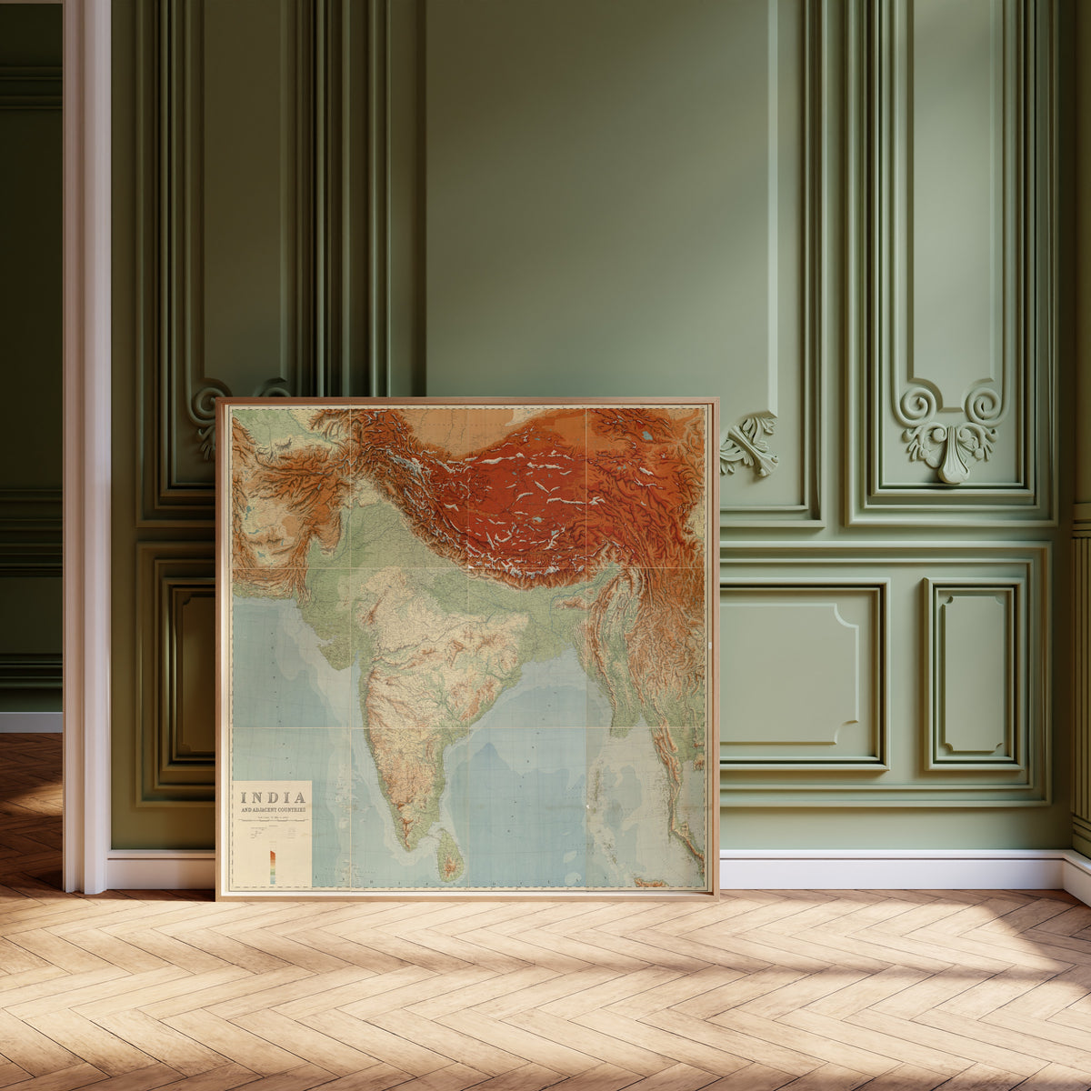 Survey of India — India and Adjacent Countries | Vintage Relief Map Print