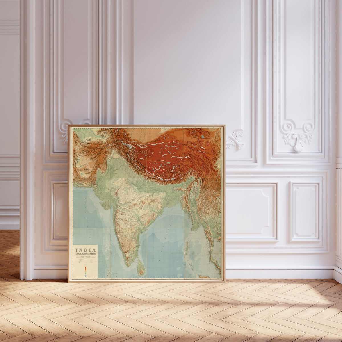 Survey of India — India and Adjacent Countries | Vintage Relief Map Print