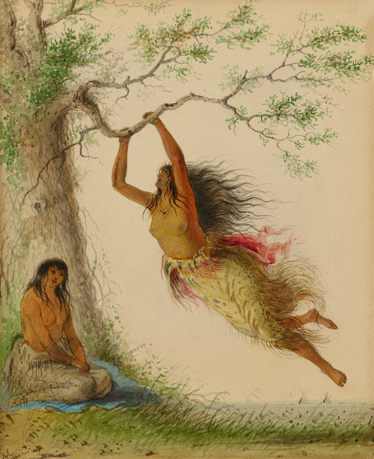 Alfred Jacob Miller — Indian Girls Swinging | Western Art Print