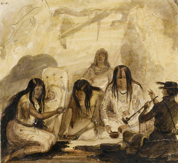 Alfred Jacob Miller — Indian Hospitality, Conversing with Signs | Western Art Print