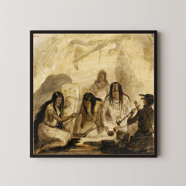 Alfred Jacob Miller — Indian Hospitality, Conversing with Signs | Western Art Print