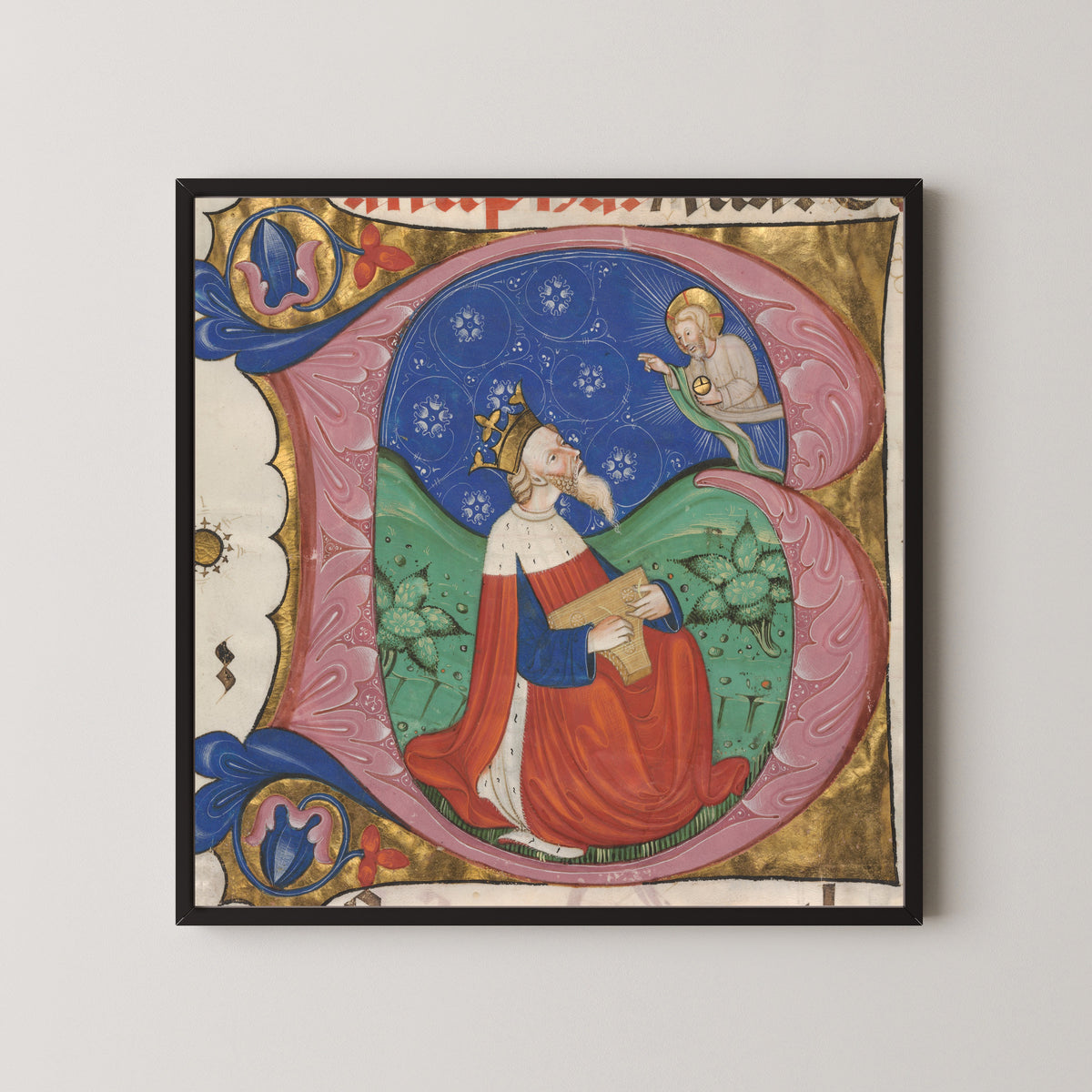 Master of the 'Vitae Imperatorum' — Initial B (Beatus Vir) from a Choir Psalter | Illuminated Initial Print