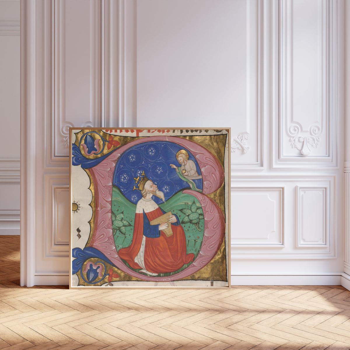 Master of the 'Vitae Imperatorum' — Initial B (Beatus Vir) from a Choir Psalter | Illuminated Initial Print