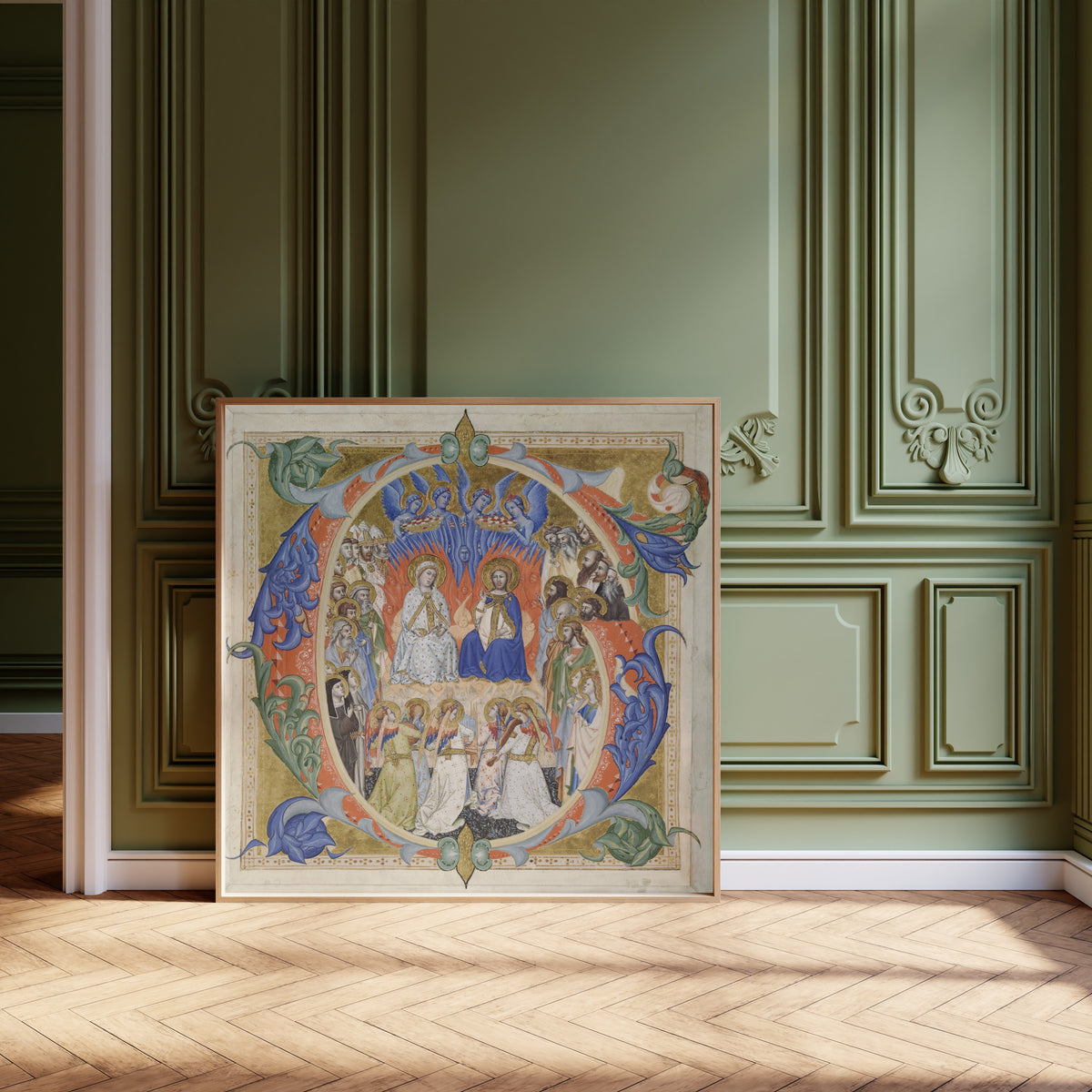 Don Silvestro de' Gherarducci — Initial G from a Gradual: The Court of Heaven | Illuminated Initial Print