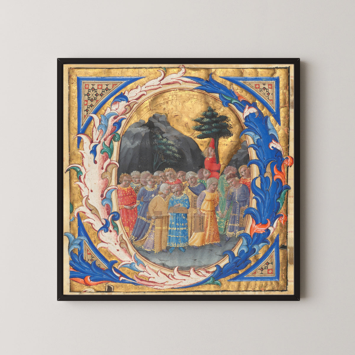Zanobi Strozzi — Initial Q with a Procession of Children | Illuminated Initial Print