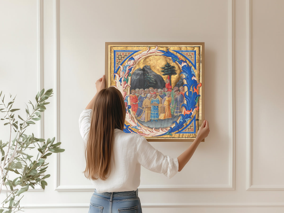 Zanobi Strozzi — Initial Q with a Procession of Children | Illuminated Initial Print