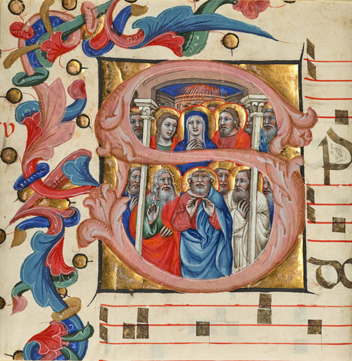 Niccolò di Giacomo da Bologna — Initial S: Pentecost | Illuminated Initial Print