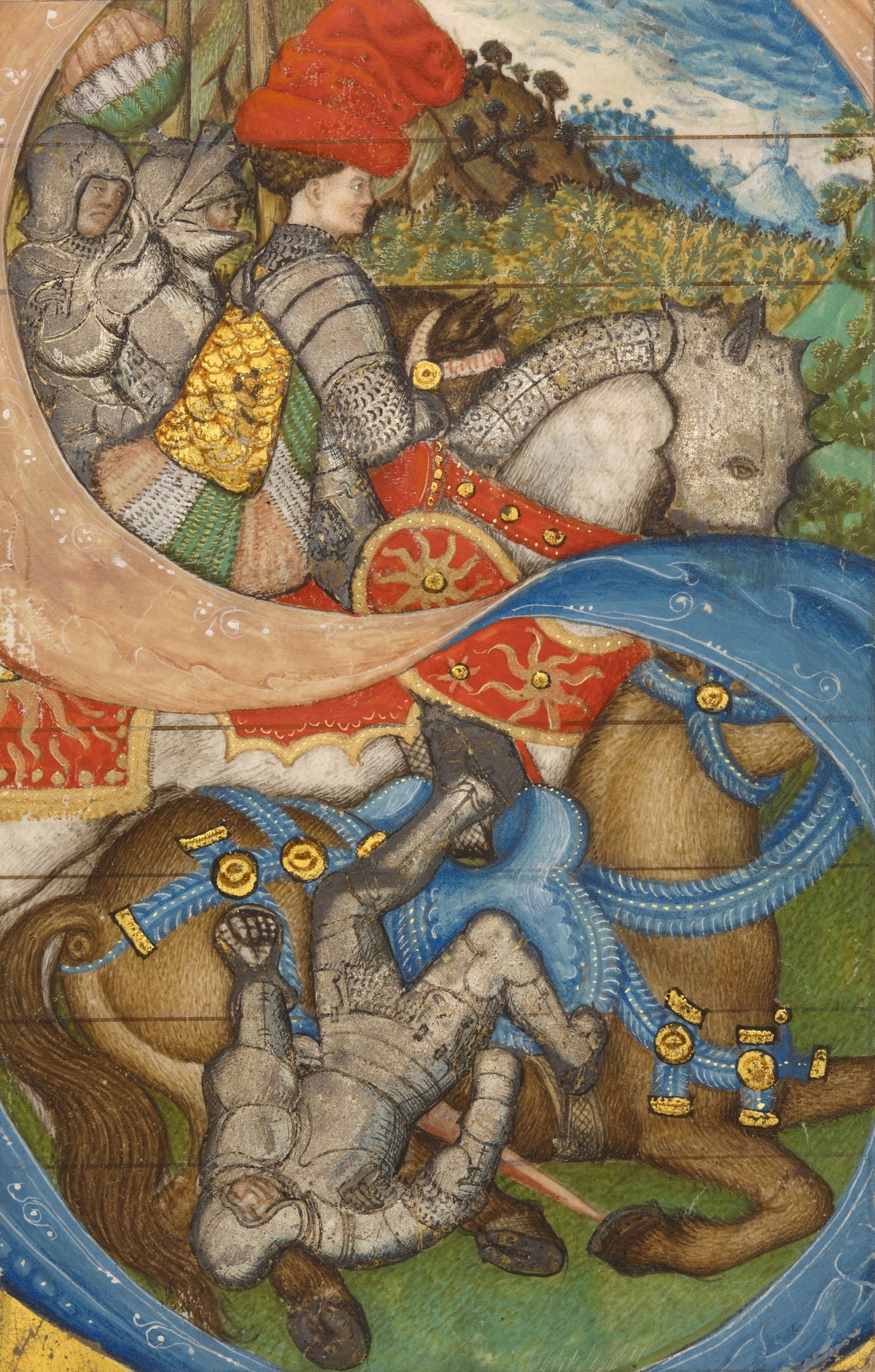 Pisanello (attributed) and Master of the Antiphonal Q of San Giorgio Maggiore (attributed) — Initial S: The Conversion of Saint Paul | Illuminated Initial Print