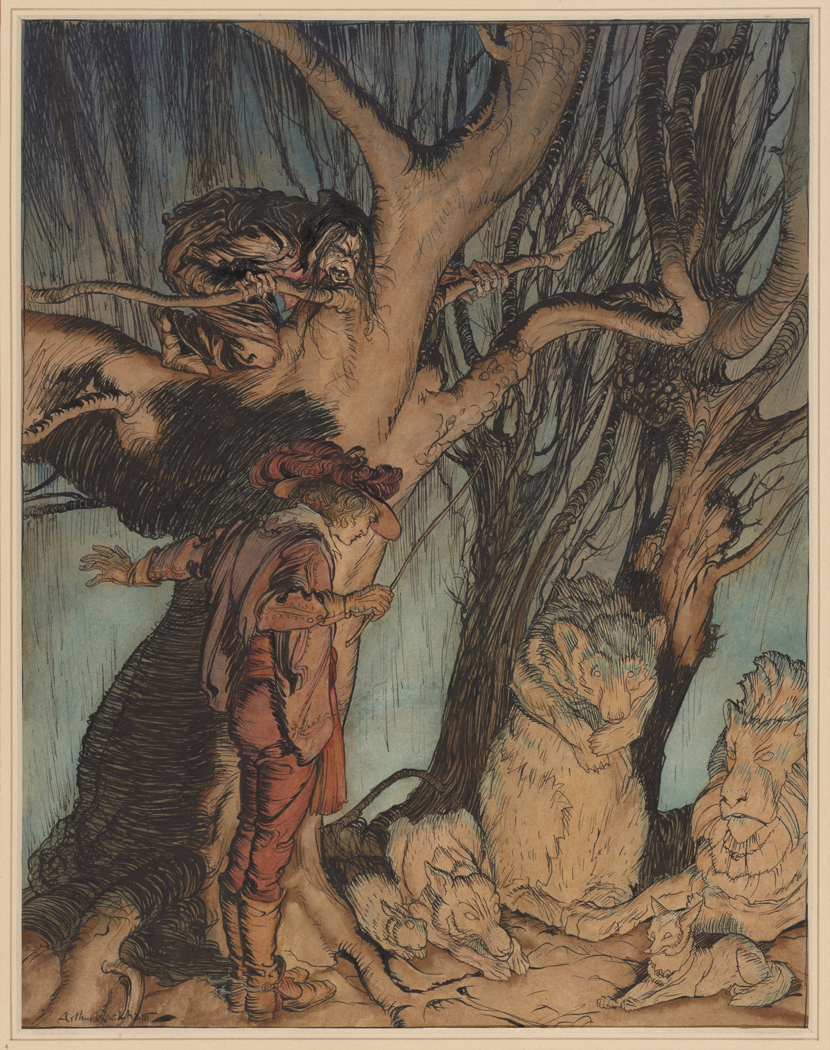 Arthur Rackham — Instantly They Lay Still, All Turned into Stone | Fairy Tale Illustration Print