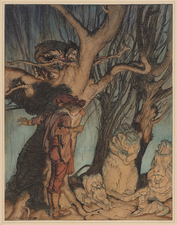 Arthur Rackham — Instantly They Lay Still, All Turned into Stone | Fairy Tale Illustration Print