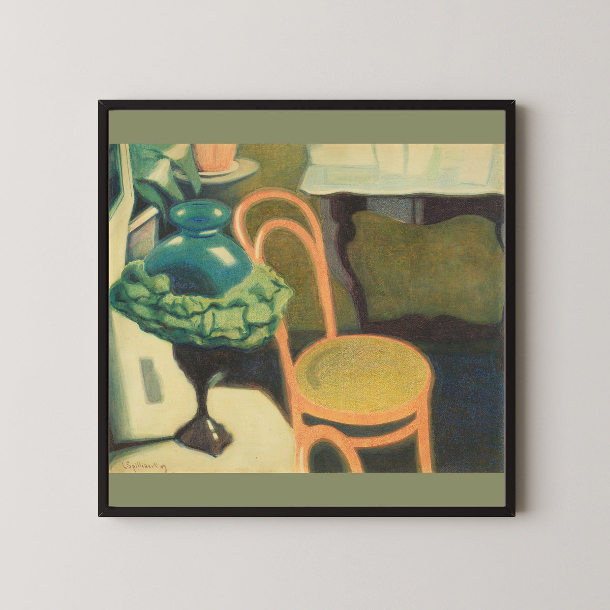 Léon Spilliaert — Interieur met stoel en opaallamp | Symbolist Art Print