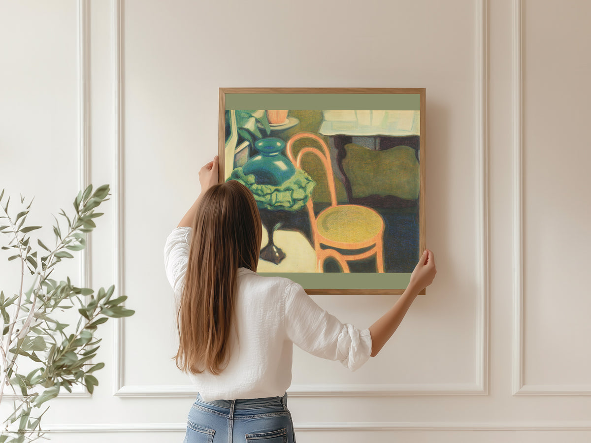 Léon Spilliaert — Interieur met stoel en opaallamp | Symbolist Art Print