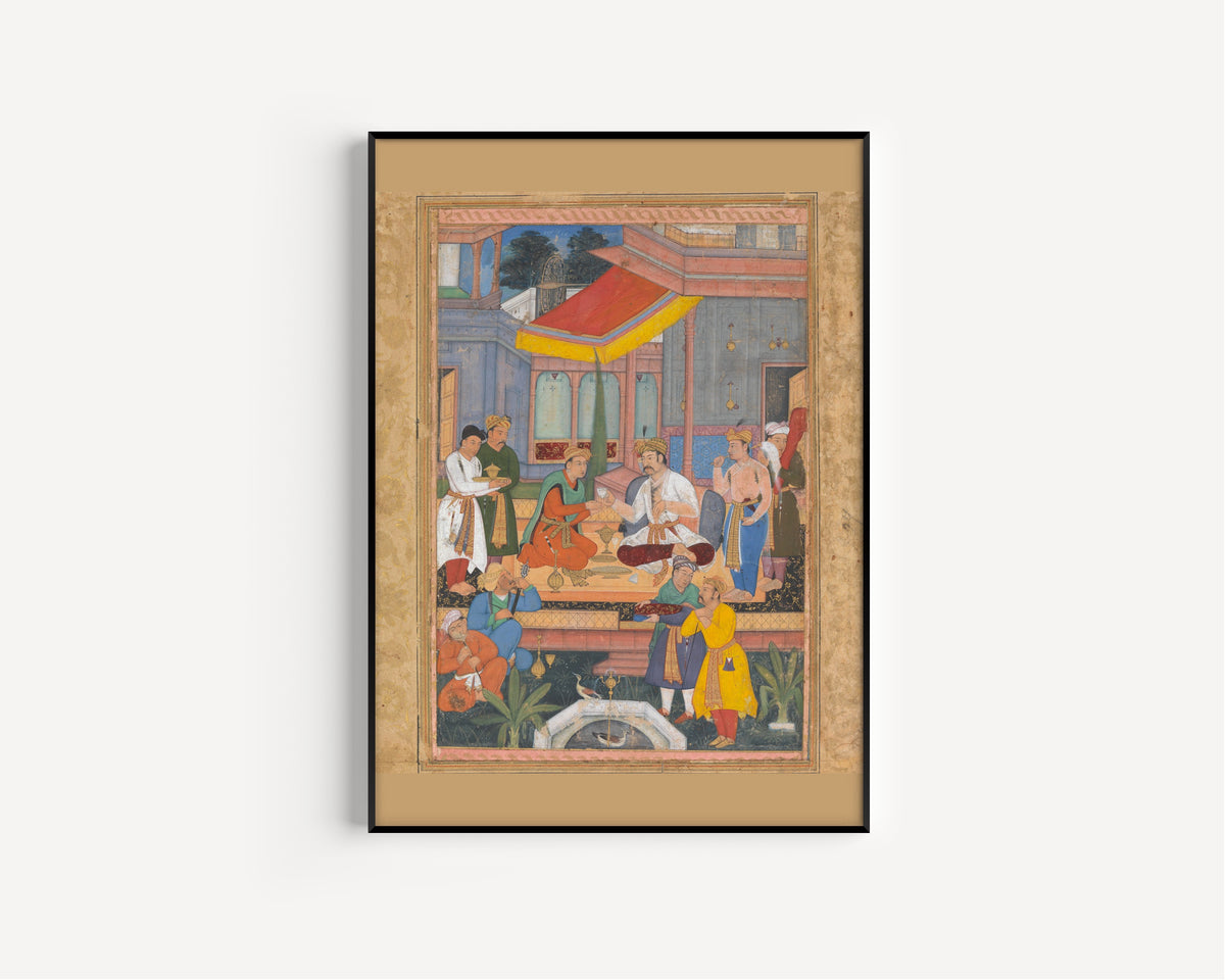 Interior of a Courtyard with Figures | Mughal Painting Art Print