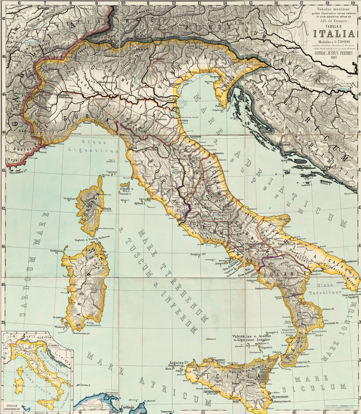 Albert van Kampen — Italia (Tabulae Maximae) | Antique Historical Map Print