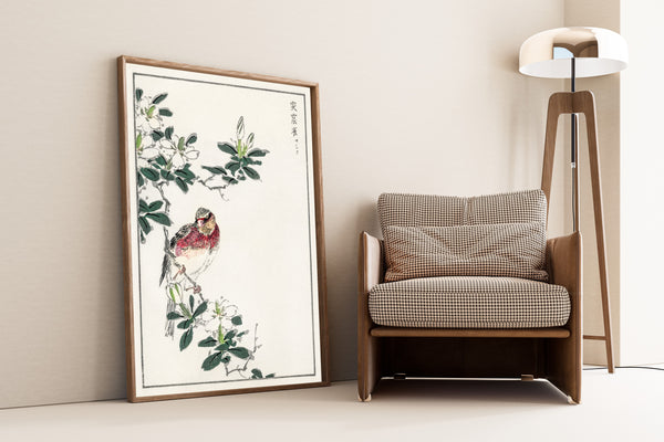 Numata Kashū — Japanese Long-tailed Rosefinch | Japanese Bird & Flower Woodblock Print