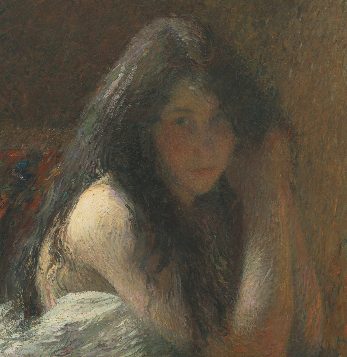Henri Martin — Jeune femme se coiffant | Pointillist Portrait Print