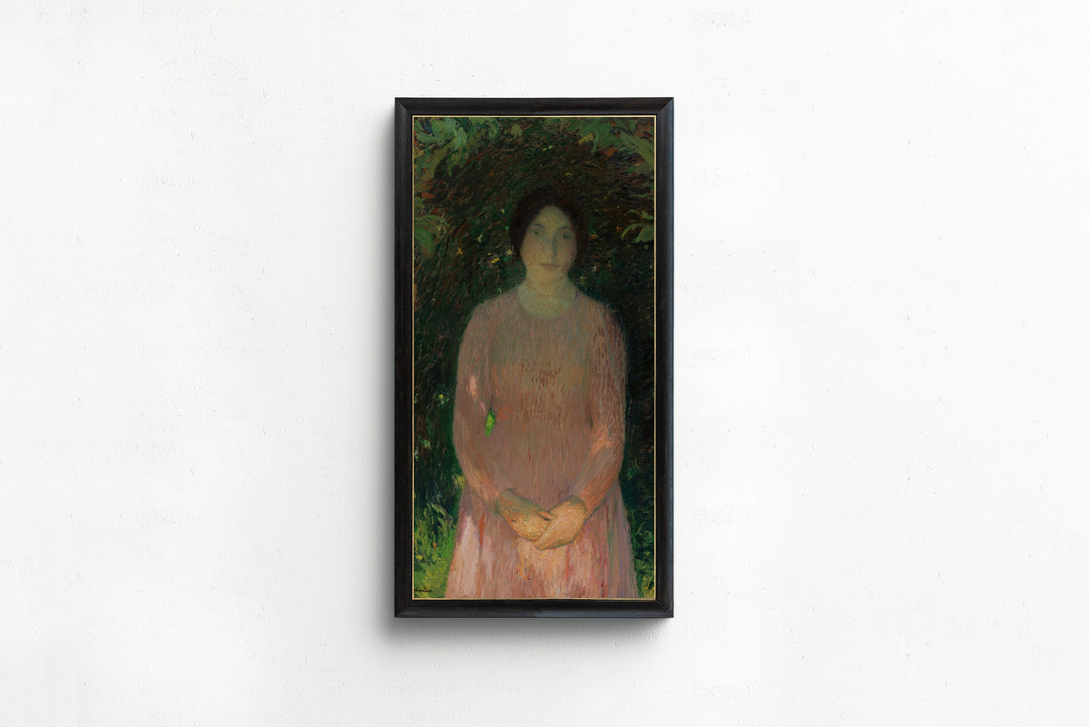 Henri Martin — Jeune fille en rose sous une voûte de feuillage | Pointillist Portrait Print