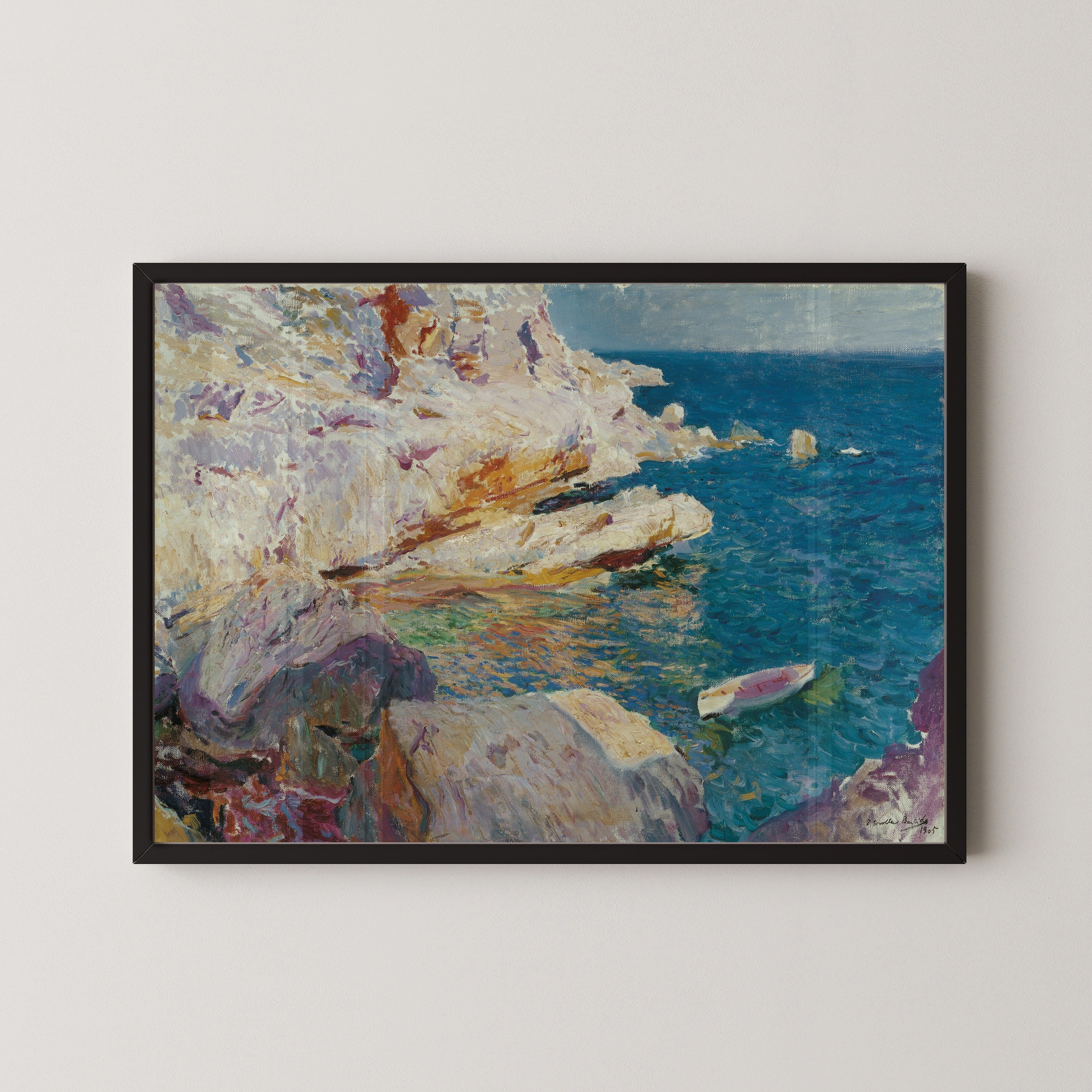 Joaquín Sorolla — Rocks at Jávea and the White Boat | Fine Art Print
