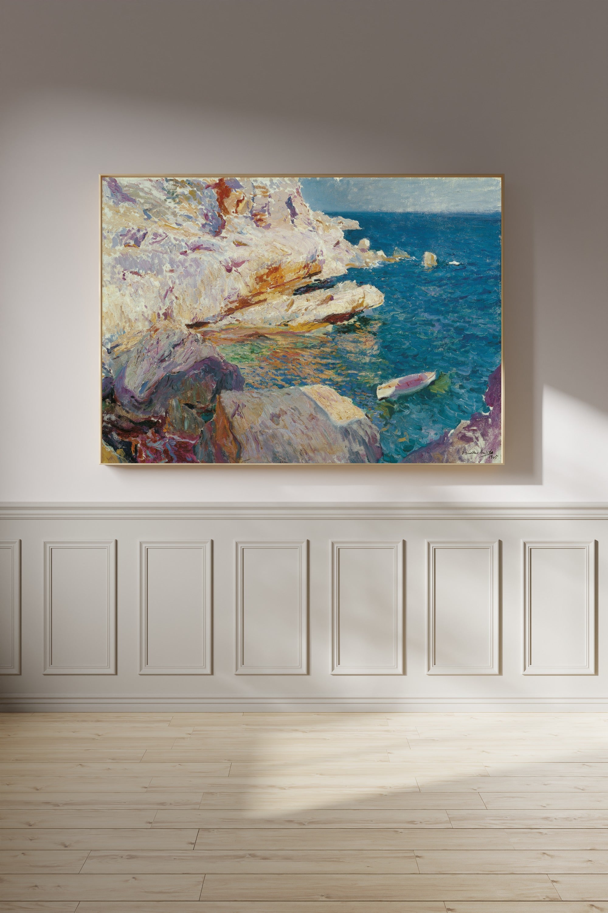 Joaquín Sorolla — Rocks at Jávea and the White Boat | Fine Art Print