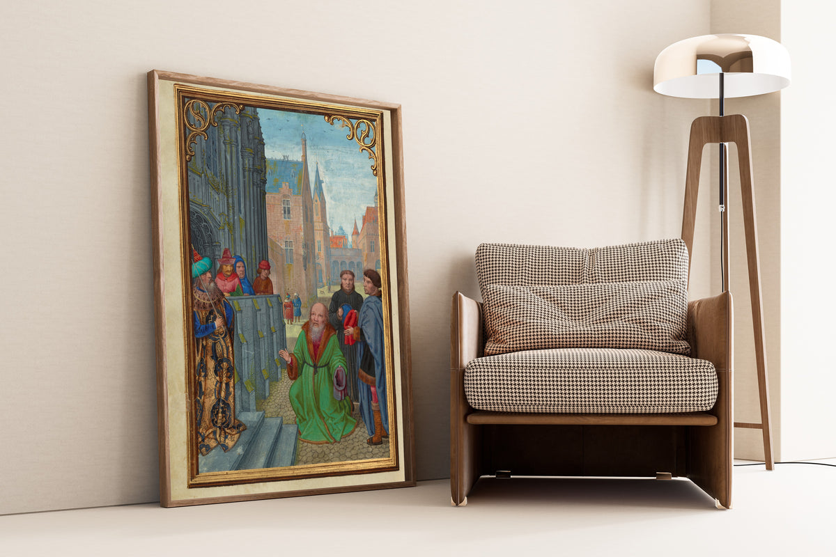 Simon Bening — Joseph of Arimathea Before Pilate | Illuminated Manuscript Print