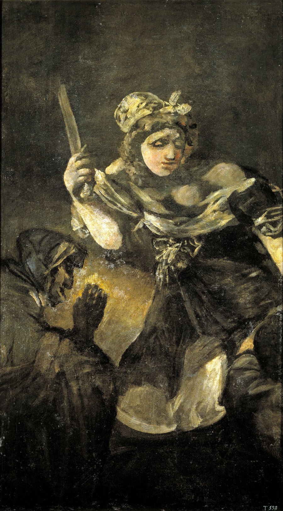 Francisco de Goya — Judith and Holofernes | Art Print shown to scale on a wall above a sofa