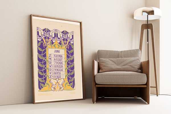 Anna Sipkema — Kalenderblad juni met orchideeën [Calendar sheet June with orchids] | Art Nouveau Print