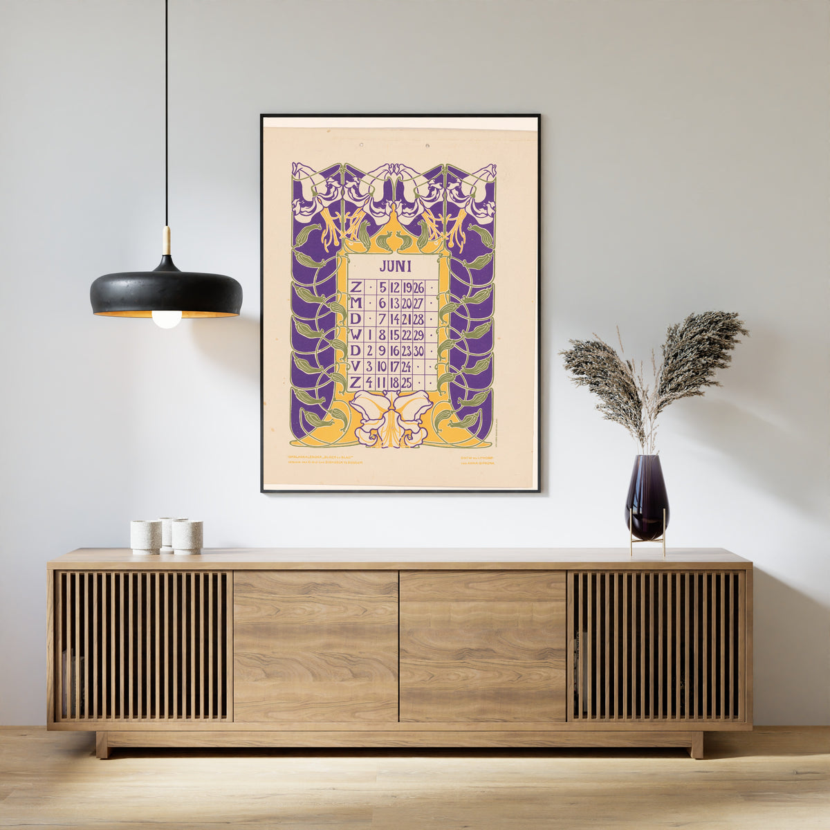 Anna Sipkema — Kalenderblad juni met orchideeën [Calendar sheet June with orchids] | Art Nouveau Print
