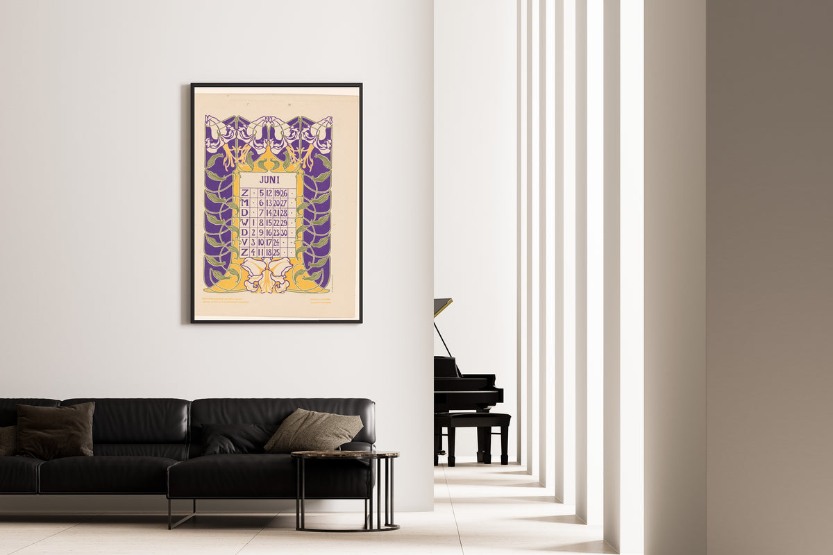 Anna Sipkema — Kalenderblad juni met orchideeën [Calendar sheet June with orchids] | Art Nouveau Print