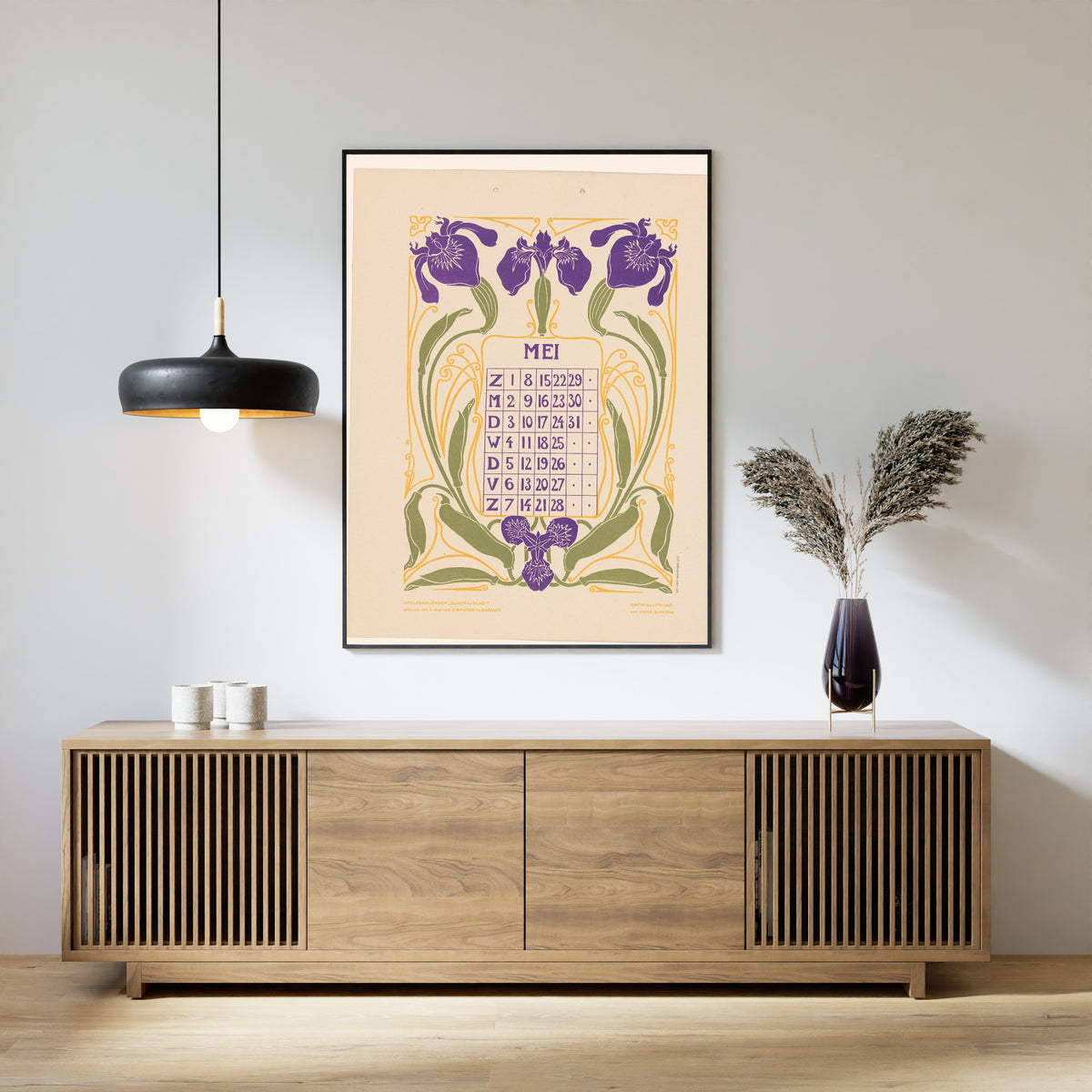 Anna Sipkema — Kalenderblad mei met irissen [Calendar sheet May with irises] | Art Nouveau Print