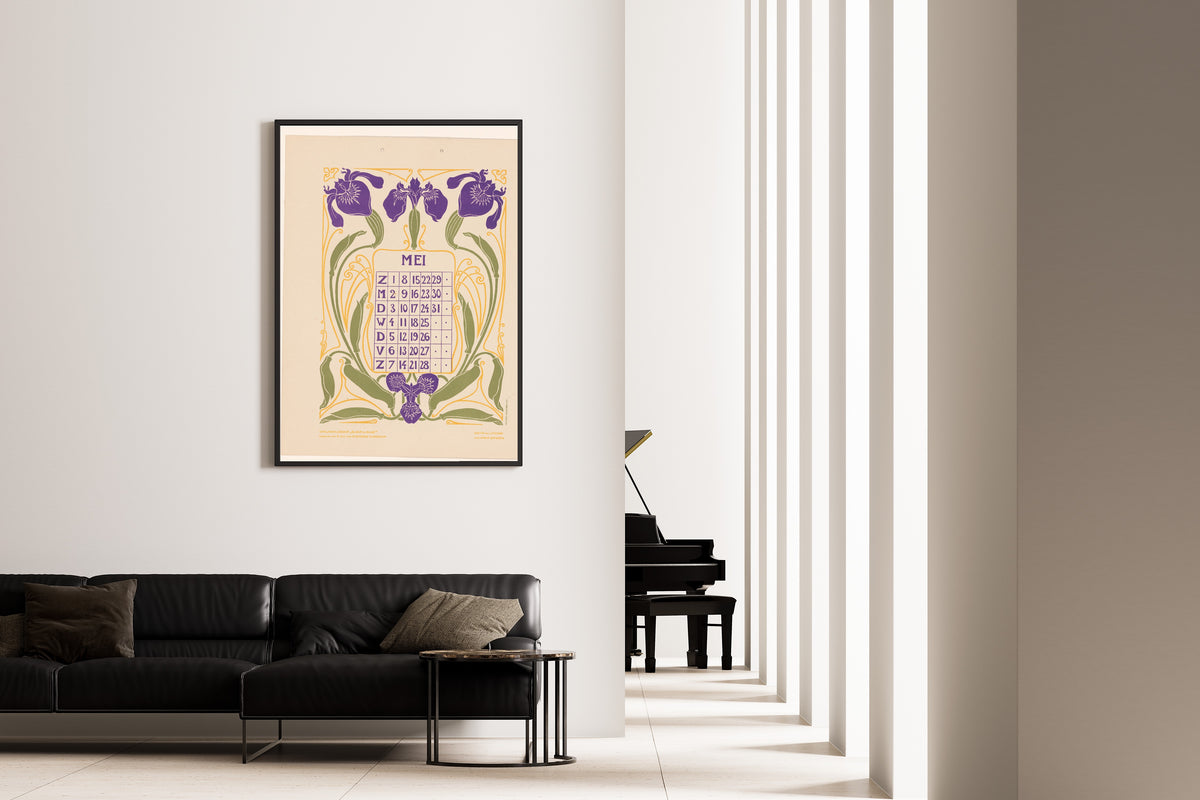 Anna Sipkema — Kalenderblad mei met irissen [Calendar sheet May with irises] | Art Nouveau Print