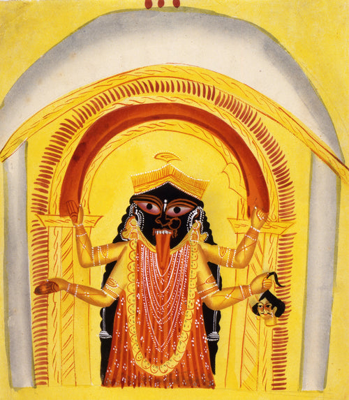 Kalighat painter — Kali (Beneath a Red Arch) | Kalighat Painting Print