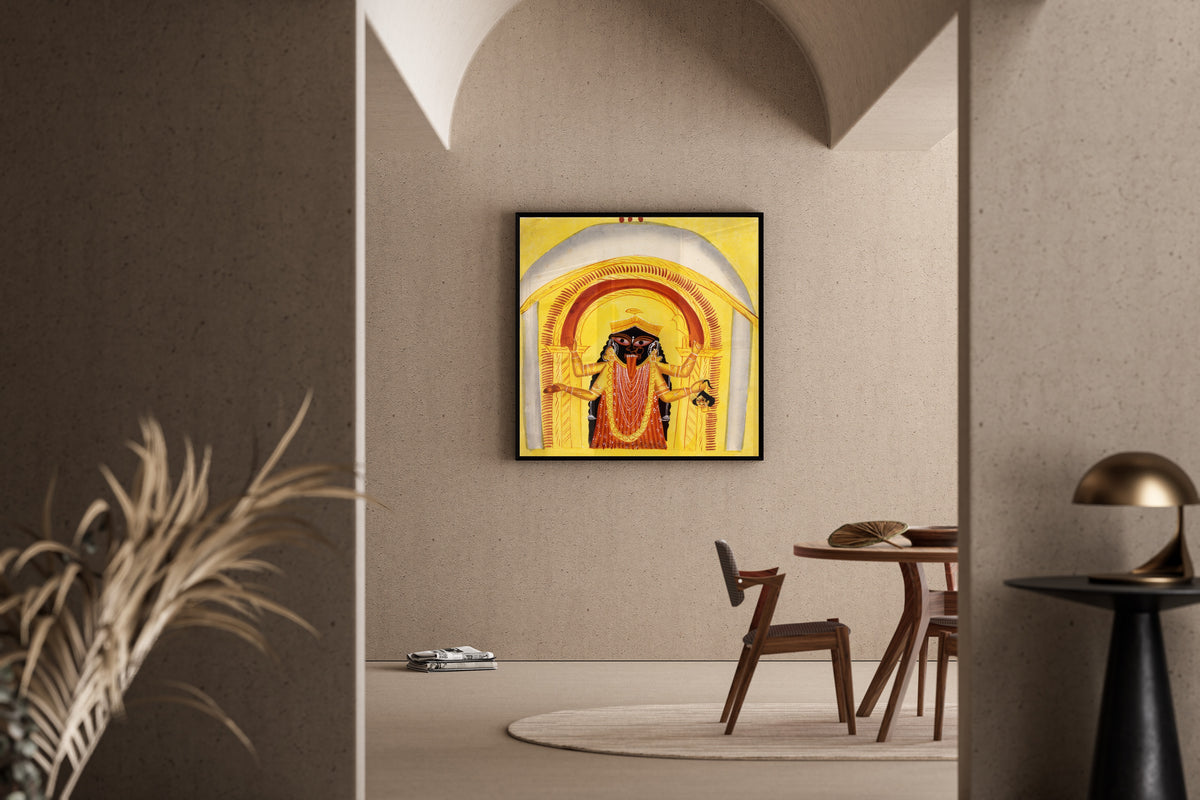 Kalighat painter — Kali (Beneath a Red Arch) | Kalighat Painting Print