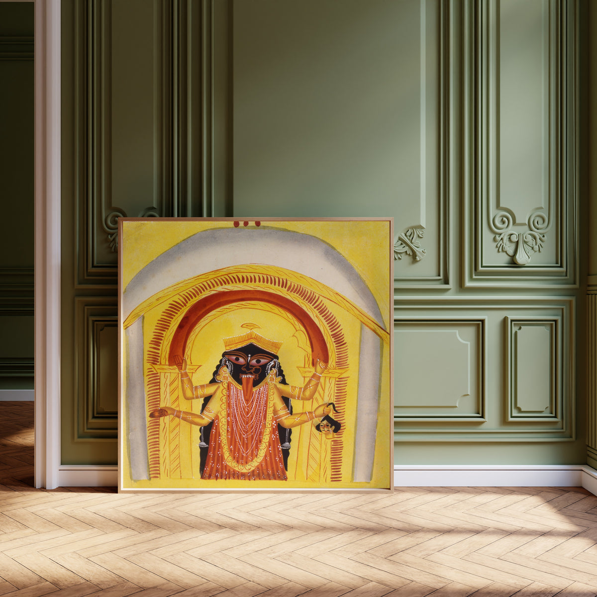 Kalighat painter — Kali (Beneath a Red Arch) | Kalighat Painting Print