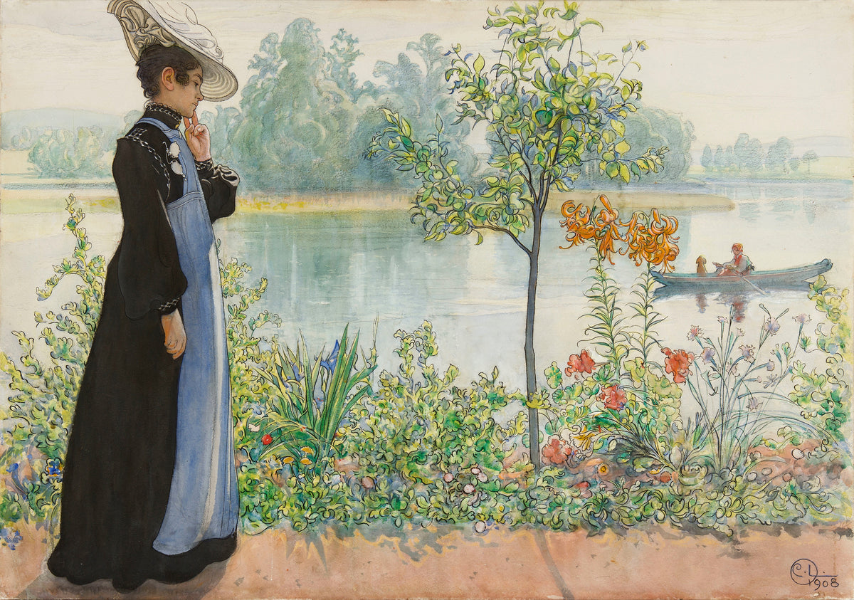 Carl Larsson — Karin at the Shore | Swedish Watercolour Print