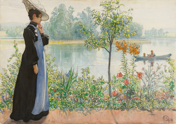 Carl Larsson — Karin at the Shore | Swedish Watercolour Print