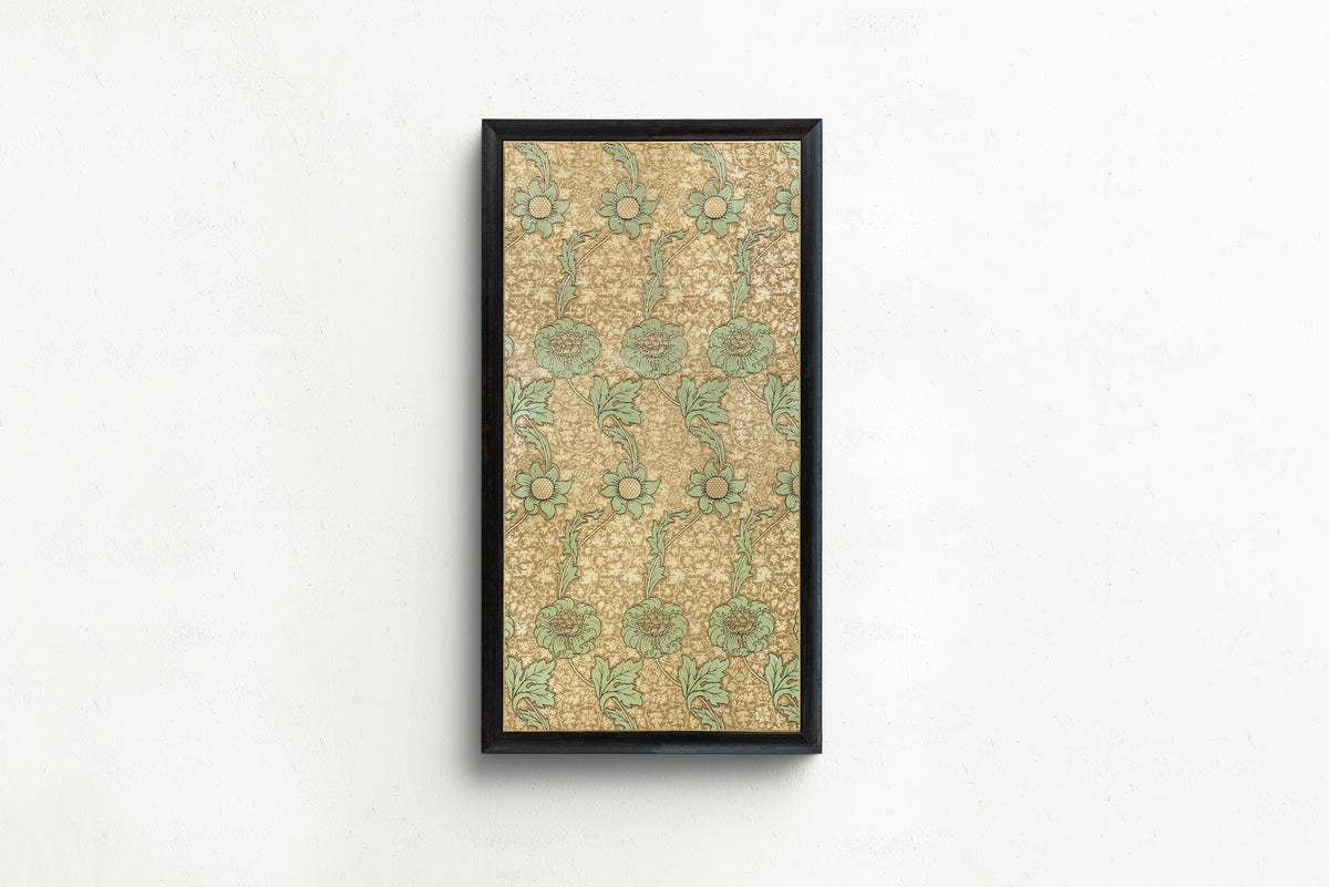 Framed art print of Kennet by William Morris, in a slim black frame on a plain white wall