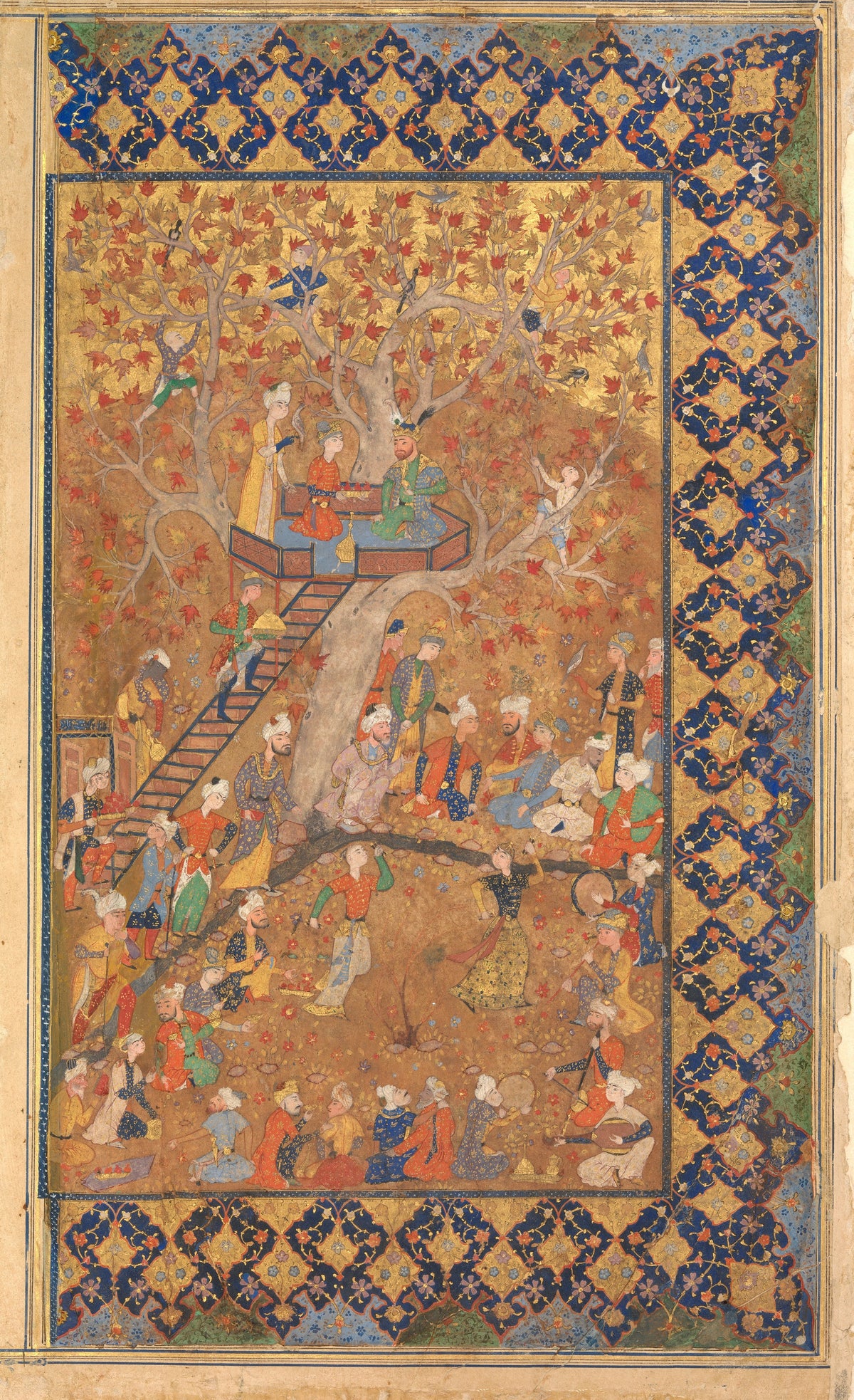 Khamsa of Amir Khusrau Dihlavi: Entertainment in a Garden | Persian Miniature Art Print