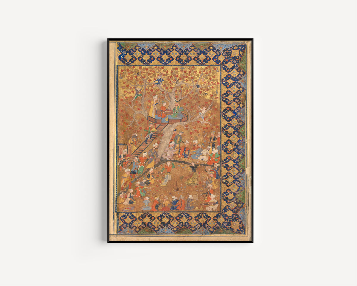 Khamsa of Amir Khusrau Dihlavi: Entertainment in a Garden | Persian Miniature Art Print