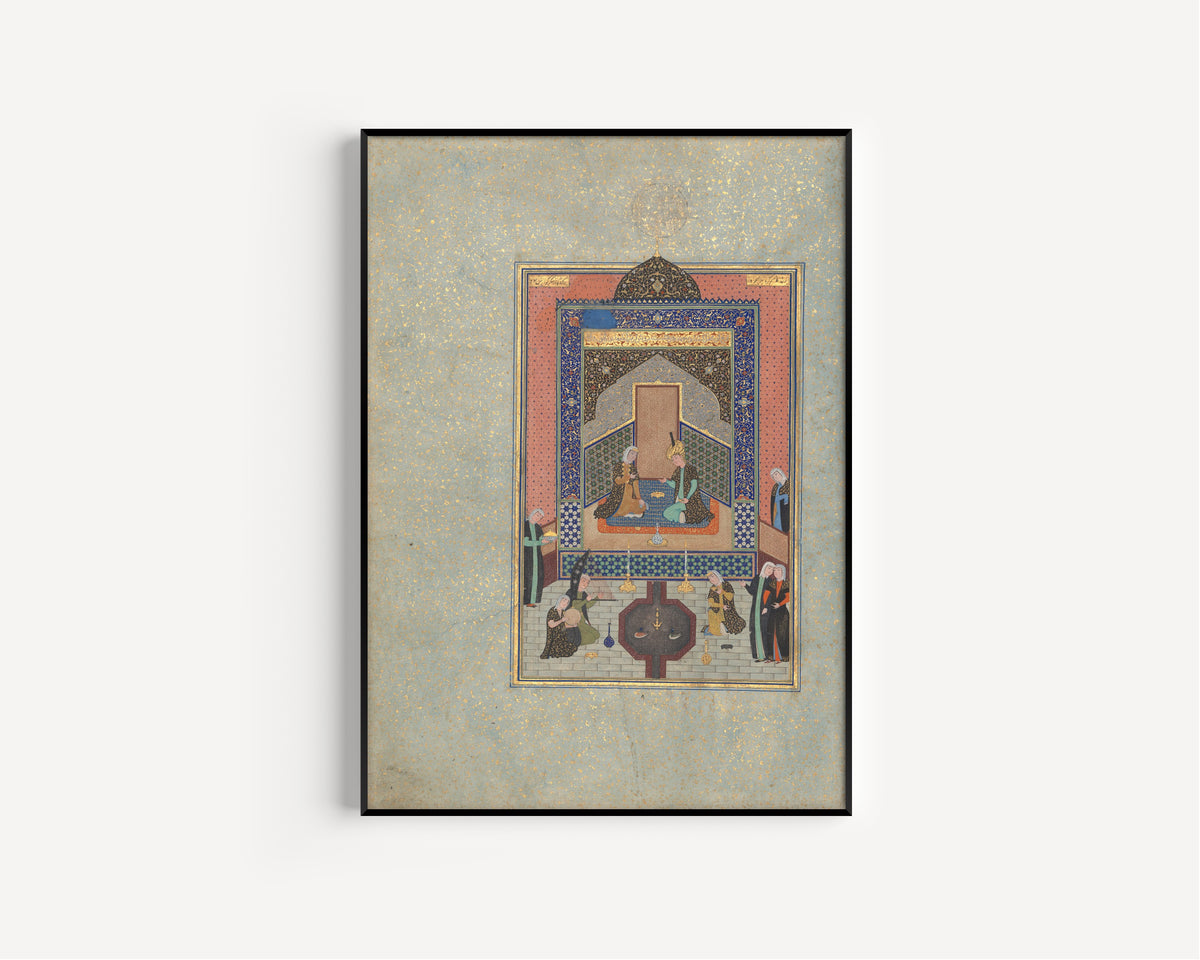Shaikh Zada — Khamsa of Nizami: Bahram Gur in the Dark Palace on Saturday | Persian Miniature Art Print