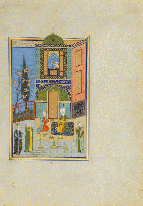 Khamsa of Nizami: Bahram Gur in the Green Palace on Monday | Persian Miniature Art Print