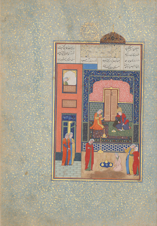 Shaikh Zada — Khamsa of Nizami: Bahram Gur in the Red Palace on Tuesday | Persian Miniature Art Print