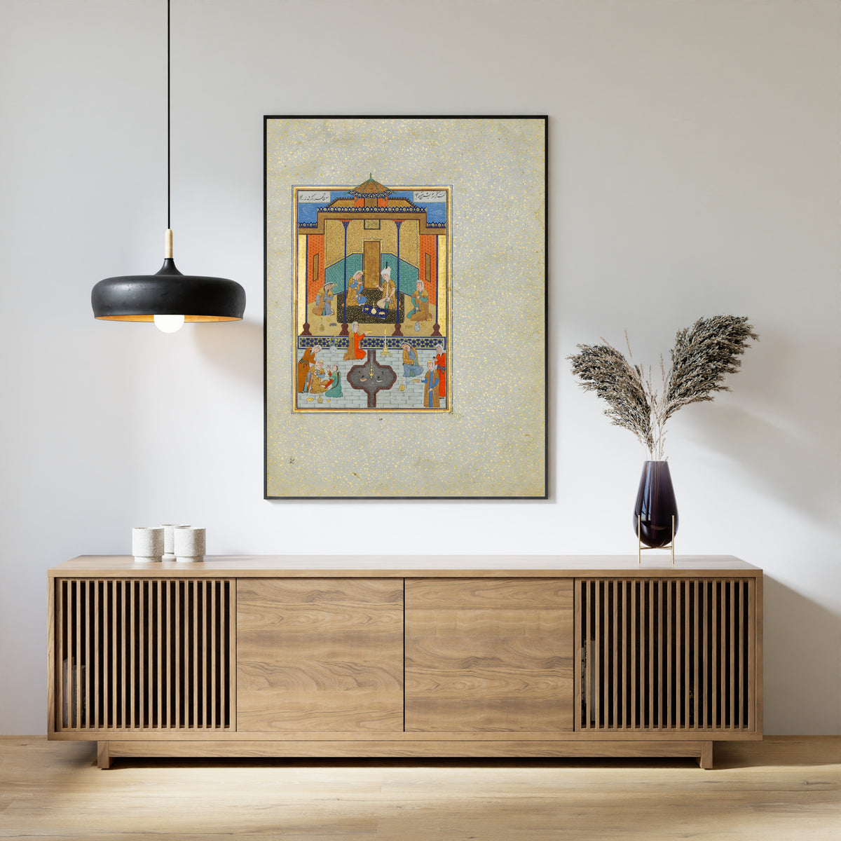 Shaikh Zada — Khamsa of Nizami: Bahram Gur in the Sandal Palace on Thursday | Persian Miniature Art Print